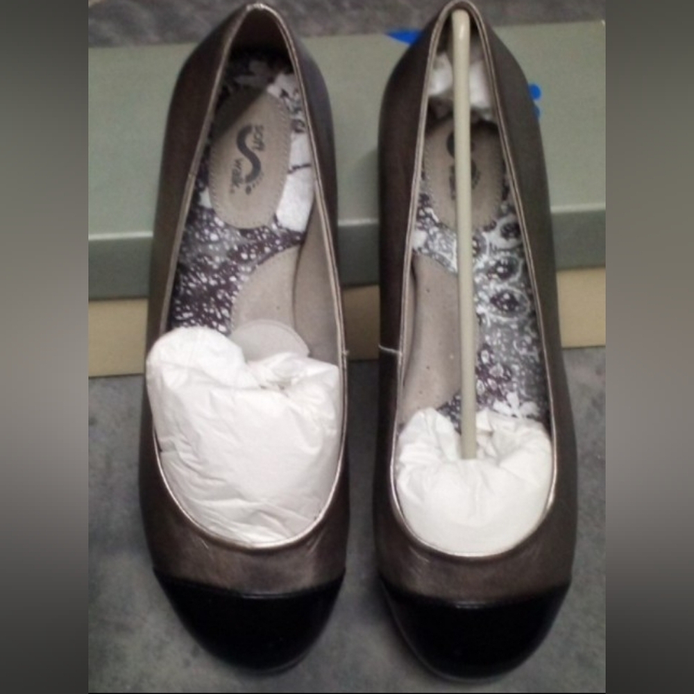 Soft Walk Napa Ballerina Flats Heels - Bronze/Black Size 8 1/2 (Hard To Find)
